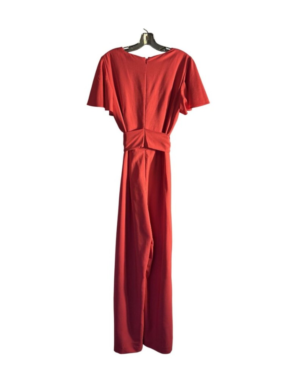 Preston & York Jumpsuit Red Hue (Lipstick) Flutter Sleeves Tie Waist & V-Neck - Picture 4 of 16